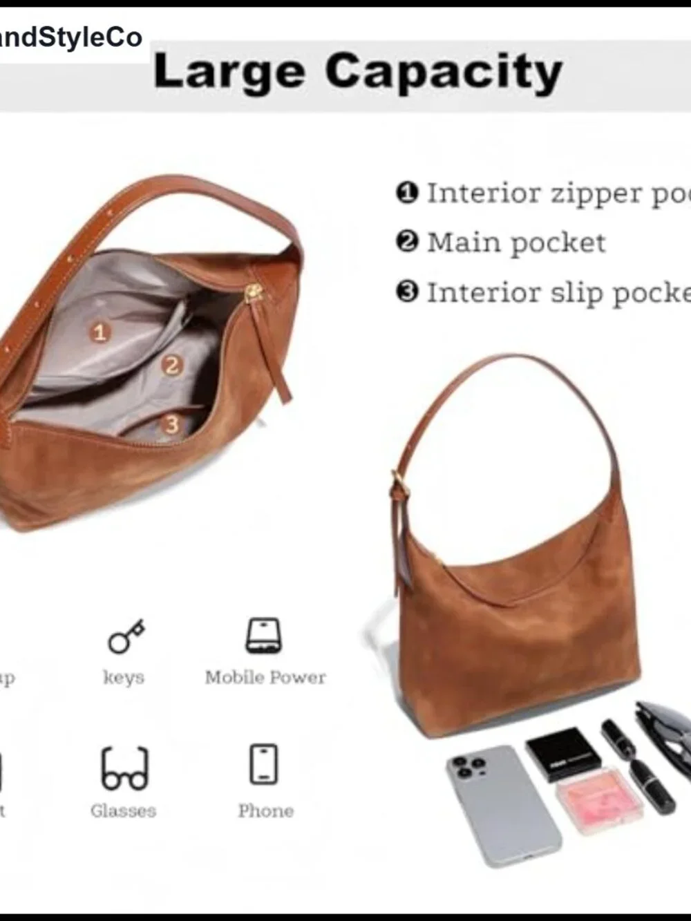 Women's Faux Suede Hobo Bag Medium Shoulder Crossbody Soft Vintage Handbag